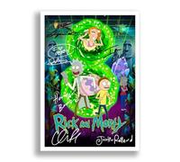Mounted Gifts Trading Rick & Morty S8 TV Cast Signed A4 Poster Photo Print Framed Autograph Gift Show Justin Roiland Chris Parnell (A3 Poster Only)