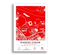 Mounted Gifts Trading Riverside Stadium Map Minimalist A4/A3 Poster Photo Print Framed Gift Middlesbrough (A4 Poster Only)