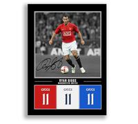 Mounted Gifts Trading Ryan Giggs Manchester United Signed Poster Print Framed Picture Autograph Gift Welsh Football Legend (Black A4 Poster Only)