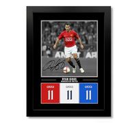 Mounted Gifts Trading Ryan Giggs Manchester United Signed Poster Print Framed Picture Autograph Gift Welsh Football Legend (Black A4 Framed)