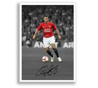 Mounted Gifts Trading Ryan Giggs Manchester United Signed Poster Print Framed Picture Autograph Gift Welsh Football Legend (B&W A3 Poster Only)