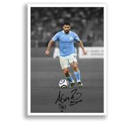 Mounted Gifts Trading Sergio Aguero Man City Signed A4 Poster Photo Print Framed Autograph Gift Football Manchester City Legend Argentina Kun (A4 Poster Only)