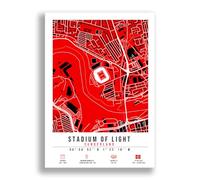 Mounted Gifts Trading Stadium of Light Map Minimalist A4/A3 Poster Photo Print Framed Gift Sunderland (A3 Poster Only)