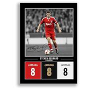 Mounted Gifts Trading Steven Gerrard Liverpool Signed Poster Print Framed Photo Autograph Gift England Legend Football Captain (Black A4 Poster Only)