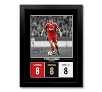Mounted Gifts Trading Steven Gerrard Liverpool Signed Poster Print Framed Photo Autograph Gift England Legend Football Captain (Black A4 Framed)