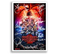 Mounted Gifts Trading Strange Hawkins Thing Cast Signed Autograph A4 Poster Photo Print Photograph Artwork Wall Art Picture TV Show Series Season Gift (Season2, A3 Poster Only)