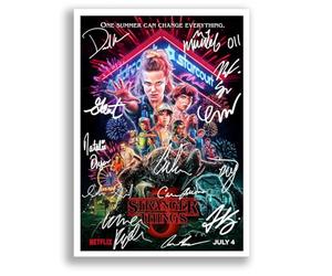 Mounted Gifts Trading Strange Hawkins Thing Cast Signed Autograph A4 Poster Photo Print Photograph Artwork Wall Art Picture TV Show Series Season Gift (Season3, A4 Poster Only)