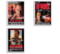 Mounted Gifts Trading The Die Hard Trilogy All Movie Film Posters Cast Signed A4 Poster Photo Print Framed Autograph Gift Bruce Willis Die Hard (Trilogy A3 Poster Only)