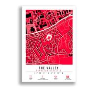 Mounted Gifts Trading The Valley Stadium Map Minimalist A4/A3 Poster Photo Print Framed Gift Charlton Athletic (A3 Poster Only)