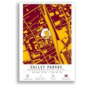 Mounted Gifts Trading Valley Parade Map Minimalist A4/A3 Poster Photo Print Framed Gift Bradford City Football Poster (A4 Poster Only)