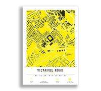 Mounted Gifts Trading Vicarage Road Stadium Map Minimalist A4/A3 Poster Photo Print Framed Gift Watford (A4 Poster Only)