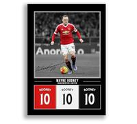 Mounted Gifts Trading Wayne Rooney Manchester United Signed Poster Print Framed Photo Autograph Gift England Striker Legend Hero (Black A3 Poster Only)