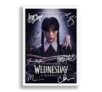Mounted Gifts Trading Wednesday 2 TV Cast Signed A4 Poster Photo Print Framed Autograph Gift Show Jenna Ortega Catherine Zeta-Jones (A3 Poster Only)