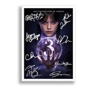 Mounted Gifts Trading Wednesday Season 3 Cast Signed A4 Poster Photo Print Framed Autograph Gift TV Show Jenna Ortega Catherine Zeta-Jones (A4 Poster Only)