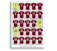 Mounted Gifts Trading West Ham United Team Squad 2025-2026 Signed Poster Print Framed Picture Photo Autograph Gift 25/26 Paquetá Jarrod Bowen Summerville (A4 Squad Poster)