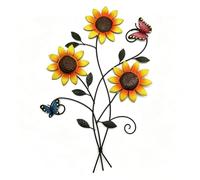 Mounteps 1PC 2D Flat Sunflower Butterfly Metal Wall Art, Colorful Iron Craft Wall Hanging, Weatherproof Indoor Outdoor Wall Decor for Living Room Garden Patio Fence