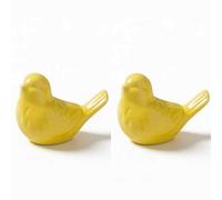 Mounteps 2 Pcs 2.95 Inch Ceramic Small Bird Statues, Cute Mini Bird Figurines, Home Office Shelf Desk Knick Knack Decor (Yellow)