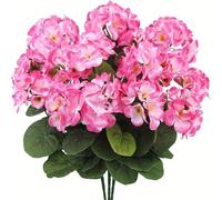Mounteps 3 - Piece Set of Lifelike Artificial Geranium Flowers - Durable Fake Plants for Stunning Indoor & Outdoor Garden Decor (Peach Pink)