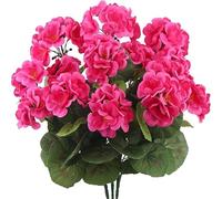 Mounteps 3 - Piece Set of Lifelike Artificial Geranium Flowers - Durable Fake Plants for Stunning Indoor & Outdoor Garden Decor (Rose Red)