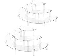 Mounteps 3-Tier Clear Acrylic Half Moon Display Risers: Cupcake Stand, Perfume Organizer & Dessert Display Stand for Food, Cupcakes, Perfumes & Collections (2 Pack)