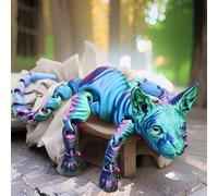 Mounteps 3D Guardian Cat,Mystic Meow Guardian Cat,Colorful Realistic Flexible Articulated (Laser Blue)