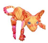 Mounteps 3D Mystic Guardian Cat Figurine - Colorful Realistic Design with Flexible Articulated Joints | Mystic Meow Collectible, Home Decor & Gift for Cat Lovers & Witchy Aesthetic Fans (Red Gold)