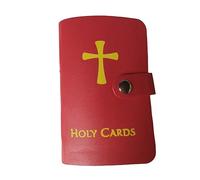 Mounteps Catholic PU Leather Holy Card Holder, Pocket Prayer Card Organizer with Snap Closure for 40 Sleeves, Portable Booklet Case Gift Travel Wallet Medals and Tokens Christian (Red, No Cards)