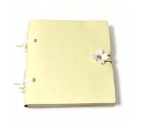 Mounteps Cherry Blossom Square PU Leather Notebook, Aesthetic Blank Journal, Soft Cover Writing Scrapbooking Notebook for Students Office Daily Use (Yellow)
