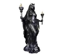 Mounteps Cracker Barrel Witch Statue - 11.8" Gothic Halloween Resin Figurine | Retro Magician Decor | Dark Fantasy Ornament | Nib Festival Collectible (A)