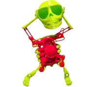 Mounteps Dancing and Swinging 3D Skull Figure, Swinging Wind Up Skeleton Desktop Spring Clockwork Figure, Creative Stress Reliever, Funny Gift for Desk Decoration and Stress Relief (Green)