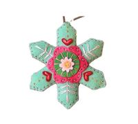 Mounteps DIY Christmas Snowflake Felt Ornament Kit Handmade Sewing Kit Cross Stitch Kits (Light Green)