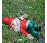 Mounteps Funny Dwarf Drunk Sculpture Ornaments Rude Gnome Statue Garden Landscape Decor (15cm red)