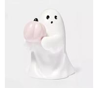 Mounteps Funny Ghost Holding A Bat/Pumpkin Statue Figurine Halloween Ornament Home Decor (Holding A Pumpkin)
