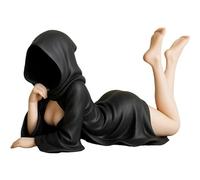 Mounteps Gothic Mysterious Resin Faceless Black Robe Female Statue Home Office Ornament (B)