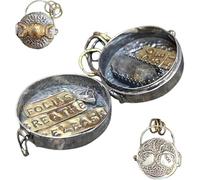 Mounteps Handmade Triple Moon Silver Locket with Tree of Life Design and an Attached Crystal - Enchanting Spell Locket