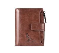 Mounteps Mens Leather Wallet RFID Safe Contactless Card Blocking ID Protection (Brown)