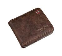 Mounteps Men's PU Leather Bi-Fold Wallet - RFID Blocking Short Wallet for Men, with Zipper Coin Pocket, Card Holder & Money Organiser (Brown)