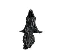 Mounteps Mini Gothic Ethereal Lady Reaper Hooded Figure Sculpture Mysterious Faceless Ghost Sitting Statue for Home, Bookshelf, Halloween Decorations