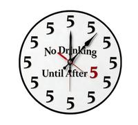 Mounteps Novelty Silent Analog Non,No Drinking Until After 5 Round Wall Clock,for Office Home Kitchen Living Room Bedroom Bedroom