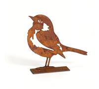 Mounteps Rusty Metal Robin Bird Garden Fence Ornament, Iron Silhouette Outdoor Patio Decor, Rustic Garden Wall Fence Art