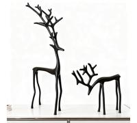 Mounteps Set of 2 Black Reindeer Statues - Modern Christmas Figurines, Elegant Indoor Holiday Decor for Table Centerpieces, Mantel, Living Room, Bedroom & Office