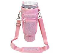 Mounteps Sparkling Rhinestone Bottle Bag for Stanley 40/30 Oz Insulated Tumbler Sleeve (Pink)