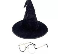 Mounteps Unisex Cosplay Glasses & Hat Set - Circular Eyewear for Witchy Party, Halloween/Theme Party Costume Accessories(1 set)