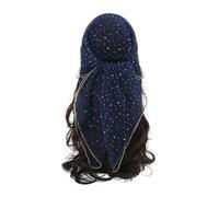Mounteps Women's 31.5" Solid Head Scarf - Sparkle Glitter Hair Bandana (Navy Blue)
