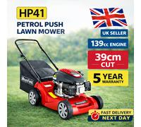 Mountfield HP41 Petrol Push Lawn Mower - 139cc Engine, 39cm Cut, 40L Grass Box
