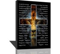 MountFlow Christian Lion Wall Art Scripture Bible Verse Wall Decor Lion of Judah Poster Religious Canvas Prints Painting Framed Artwork for Bedroom Living Room Church 12''x16''