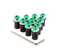 Mounting Screws Motorcycle Windshield Bolts Screw Nut Fastener Kit M5 5mm 10PCS For NVX AEROX 155 For NMAX155 XMAX125 250 300 400(Green)