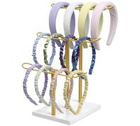Mounting UP Headband Organizer Metal 3-Tier Hair Hoop Display Stand Headband Holder Organizer Storage Hair Ropes Accessories Bracelets Bangles Bedroom College Dorm Decor for Girls Women, Gold, UK