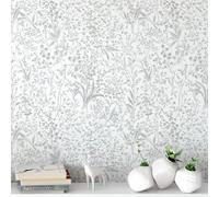 Mounting UP Peel and Stick Wallpaper for Home Decoration Kitchen Grey Leaf Trellis Floral Removable Vinyl Self Adhesive Shelf Paper & Drawer Liner Roll House, Workshop & Office 17.3" x 118" L5259-3
