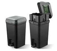 Mounting UP Pet Litter Trash Can For Outdoor & Indoor Dog Cat Waste Station With Lid Hands-free Pedal 1.32 Gallon Inner Bin Home Kitchen With 20PCS Trash Bags & Activated Carbon Bag ABS-5L-GB